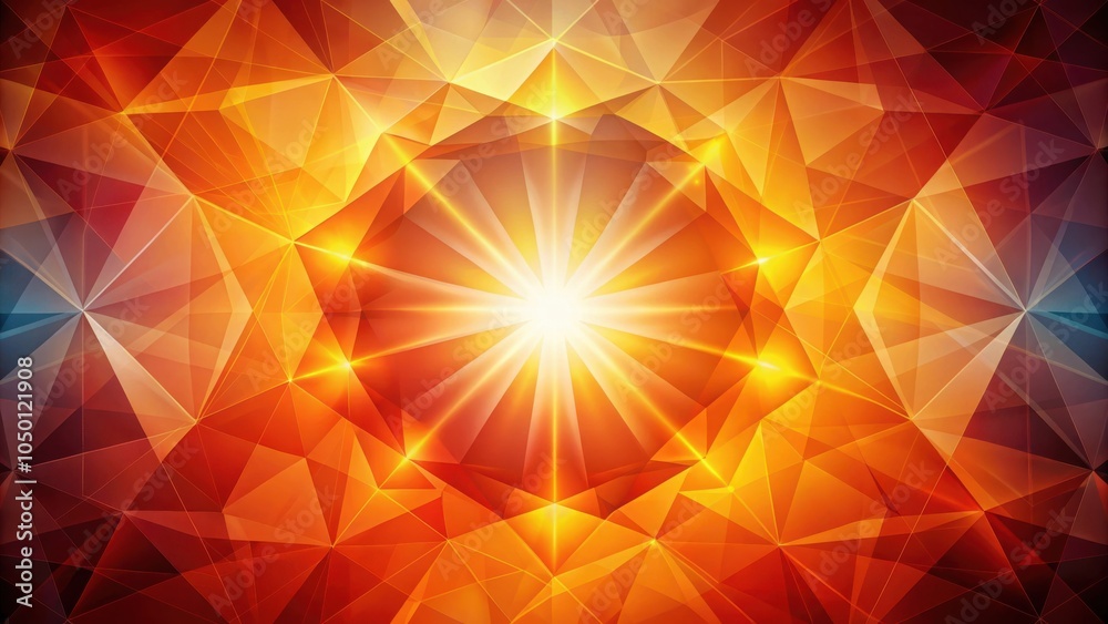 Poster abstract geometric background with sunburst effect in warm tones