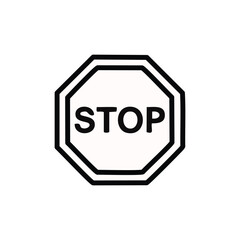 Traffic stop sign icon. Warning road sign. Vector illustration.