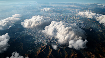 Fototapeta premium Highdefinition aerial shot of the capital city surrounded by hills, modern urban sprawl