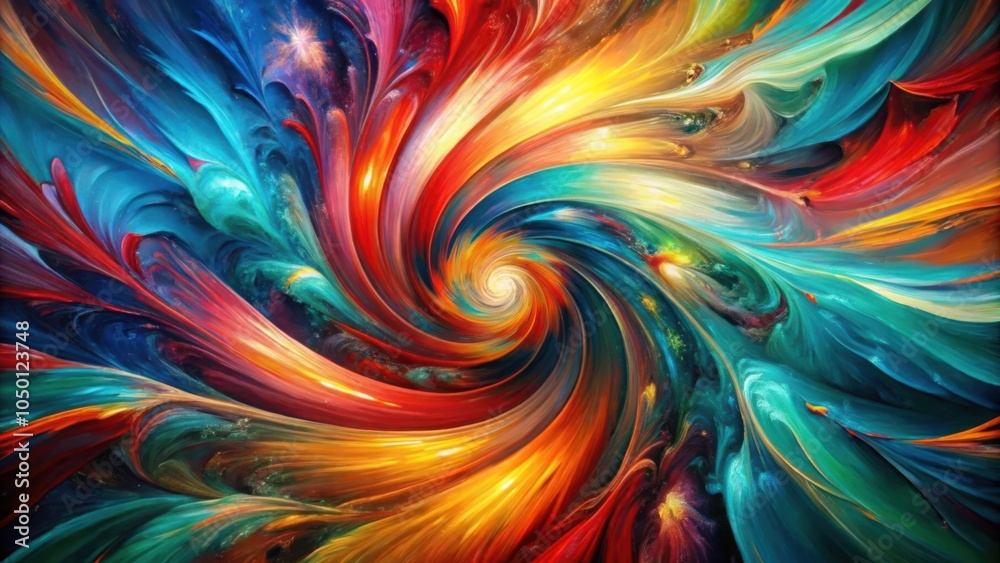 Poster a swirling symphony of colors, each stroke an expression of vibrant energy, creating a mesmerizing v