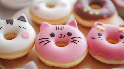 Obraz premium A colorful assortment of donuts featuring icing and sprinkles