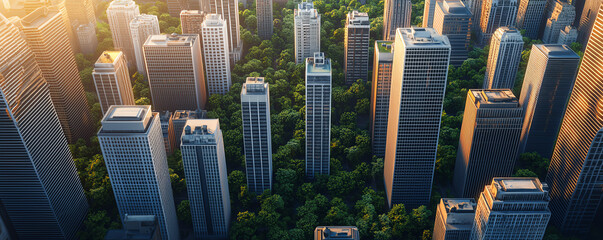 Obraz premium Aerial view of the capital s central park surrounded by skyscrapers, an urban oasis from above