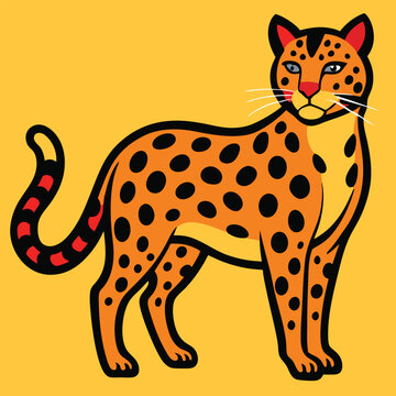 recommend clip art: Solid color Leopard Cat animal vector design