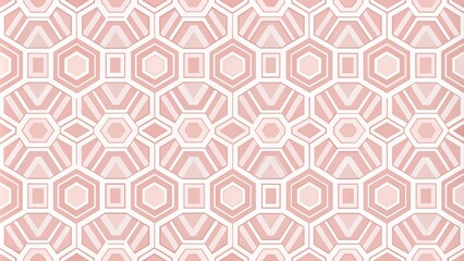 Pastel pink geometric pattern featuring interlocking hexagons in different shades of pale pink and white, adding a modern touch to any room, geometric motif, monochromatic color scheme, abstract des