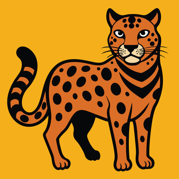 recommend clip art: Solid color Leopard Cat animal vector design