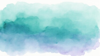 Abstract watercolor wash in teal indigo and lavender with soft edges and subtle gradients