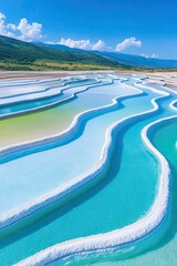 Aerial View of a Stunning Salt Mine With Colorful Evaporation Ponds Creating a Mesmerizing Pattern