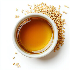 Sesame Seed Oil on White Background