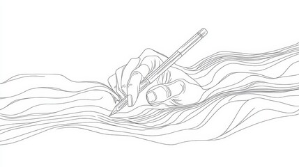Artistic Representation of a Hand Writing with Flowing Lines
