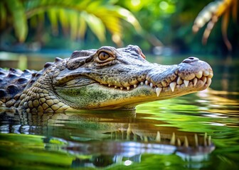 Obraz premium a crocodile head in a water