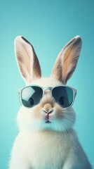 Cool Rabbit Wearing Sunglasses with a Blue Background