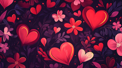 Seamless floral pattern featuring red flowers and delicate leaves, perfect for wallpaper or fabric design, evoking a vintage spring atmosphere