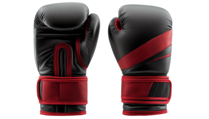 High-quality boxing gloves designed for training and competition, featuring durable material and a stylish black and red design.