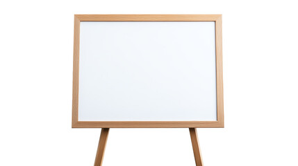 A simple blank whiteboard on a wooden easel, perfect for presentations, brainstorming, or creative planning sessions.