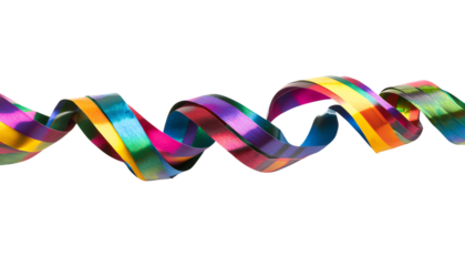 A vibrant ribbon twisting in colorful patterns, perfect for festive designs or celebratory themes.