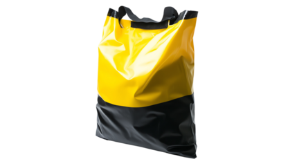 A vibrant yellow and black tote bag, perfect for shopping or everyday use, showcasing a stylish and functional design.