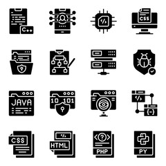 Set of Programming and Development Solid Icons

