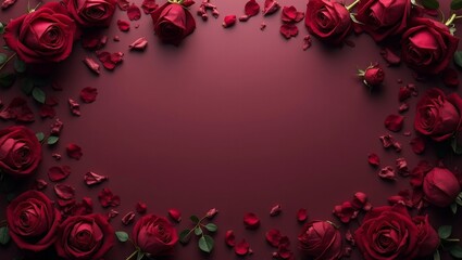 Elegant dark roses on burgundy background perfect for romantic designs