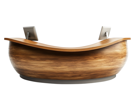 Modern Reception Area Desk With Elegant Design isolated on transparent background