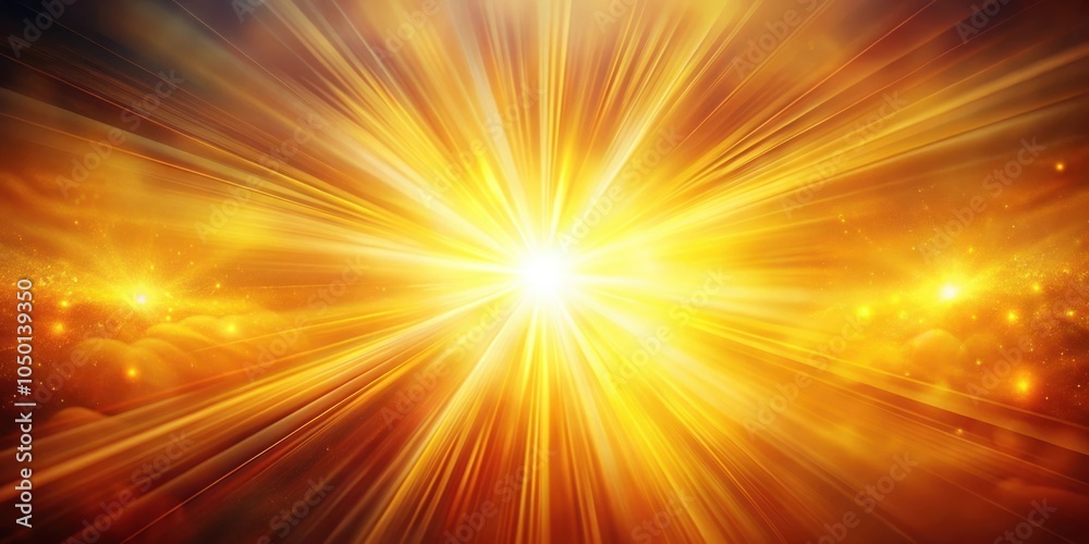 Poster a celestial burst of golden light emanating from a distant star, casting an ethereal glow upon a shi