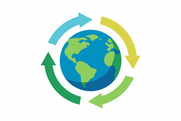 Naklejka premium World Recycling Day Circular Arrows and Earth Vector