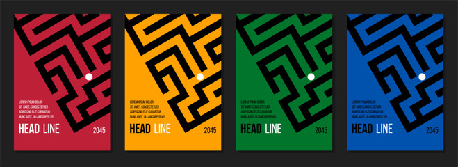 red yellow green blue abstract geometrical maze cover, business report or corporate strategy template