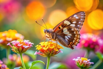 Obraz premium Silverspotted Skipper Butterfly on Bloom in Raleigh, North Carolina with Bokeh Effect