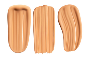 Set of foundation cream smears on an empty background. Makeup product, beauty textures