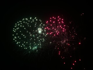 Fireworks display of lights in the sky with copy space 
