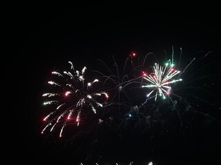 Fireworks display of lights in the sky with copy space 