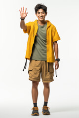 Fototapeta premium a man in yellow color casual outfit standing in the studio with isolated background