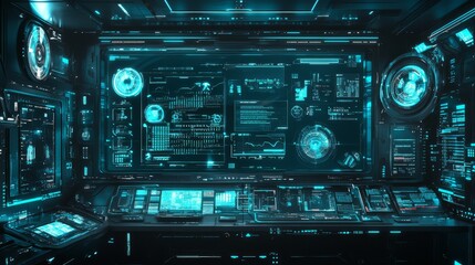 Obraz premium Futuristic Digital Control Panel with Holographic User Interface