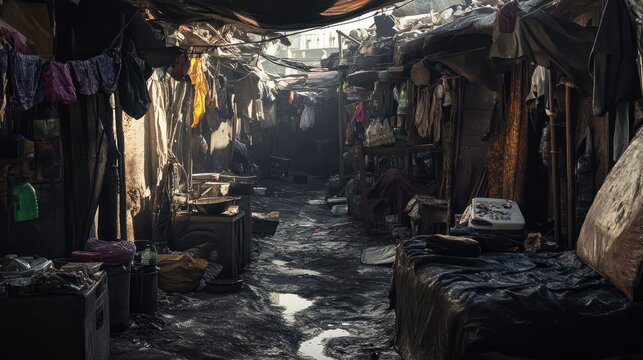 photograph taken in the Kibera slums in Nairobi during the stay of the Pope in Kenya. more than 500,000 people live here without essential services.