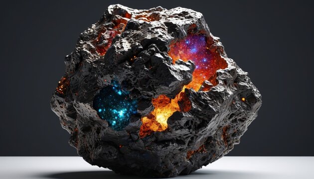 An artistic meteorite sculpture with intricate details, capturing the essence of celestial beauty and adding a unique touch to modern decor, Generative AI