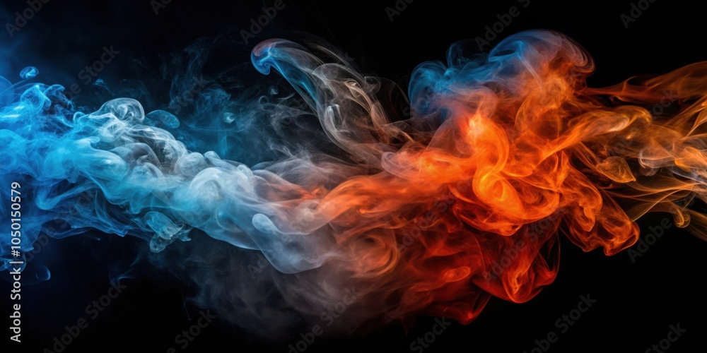Poster Abstract Colorful Smoke Swirls in a Dynamic Composition on a Dark Background