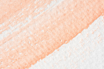 Hand-painted abstract background apricot peach. Brush strokes on white textured paper