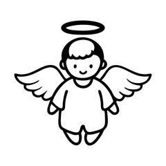 Cartoon Baby Angel Silhouette with Halo