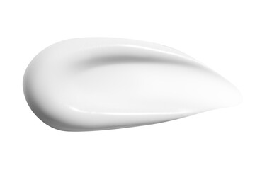 Smear of white cream on an empty background. Skincare product, smooth texture.