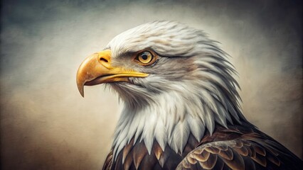 Obraz premium Vintage Eagle Portrait on White Background for Framing - Elegant Wildlife Photography, Animal Art, Nature Decor, Classic Style, Timeless Aesthetic, Bird of Prey, Stunning Detail, Home Decor
