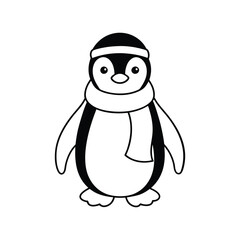 Fototapeta premium Christmas cozy Penguin Outline Design - Christmas cozy Penguin vector illustration 