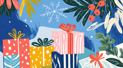 Obraz premium Seamless pattern of stacked boxes in a vibrant background