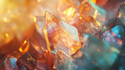Fototapeta premium Close-Up of Colorful Crystals with Reflections and Highlights