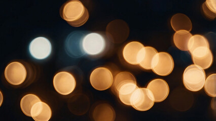 Abstract golden light reflection in the dark. Light defocused effect.