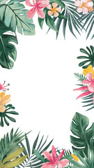 Fototapeta premium A beautiful floral frame decorated with colorful flowers and leaves, perfect for spring and summer designs.