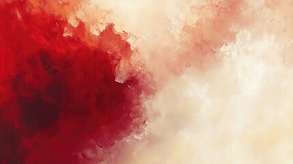 Fototapeta premium An abstract painting with broad strokes in dual tones of vibrant red and soft beige, the colors blending at the edges for a dynamic yet harmonious feel