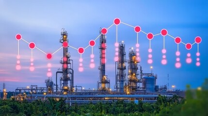 Obraz premium A sprawling, high-tech fuel refinery plant, equipped with cutting-edge technology, demonstrates the scale of modern fuel processing.