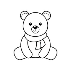 Fototapeta premium Christmas Teddy Bear Outline Design - Christmas Teddy bear vector illustration 
