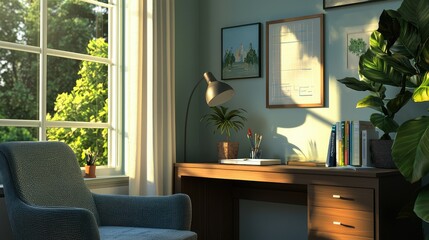 Fototapeta premium Cozy Study Corner with Natural Light