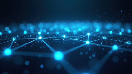 Obraz premium Vibrant digital abstract with a network of interconnected nodes in blue.