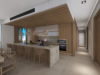 Obraz premium casa de lujo con piscina y muebles de diseño .villa de diseño 